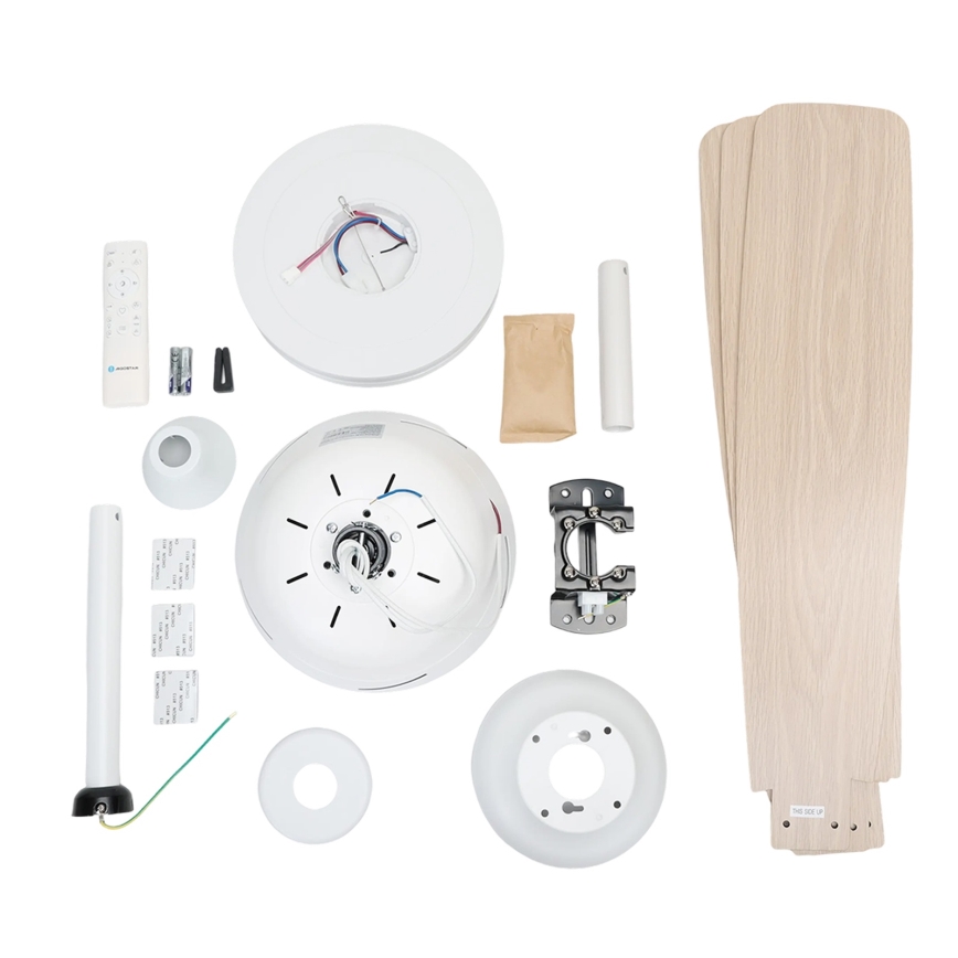 Aigostar - Ventilatore da soffitto dimmerabile a LED LED/20W/230V 2700-6500K 132cm bianco/beige + telecomando