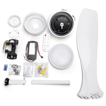 Aigostar - Ventilatore da soffitto dimmerabile a LED LED/20W/230V 2700-6500K 132cm bianco + telecomando