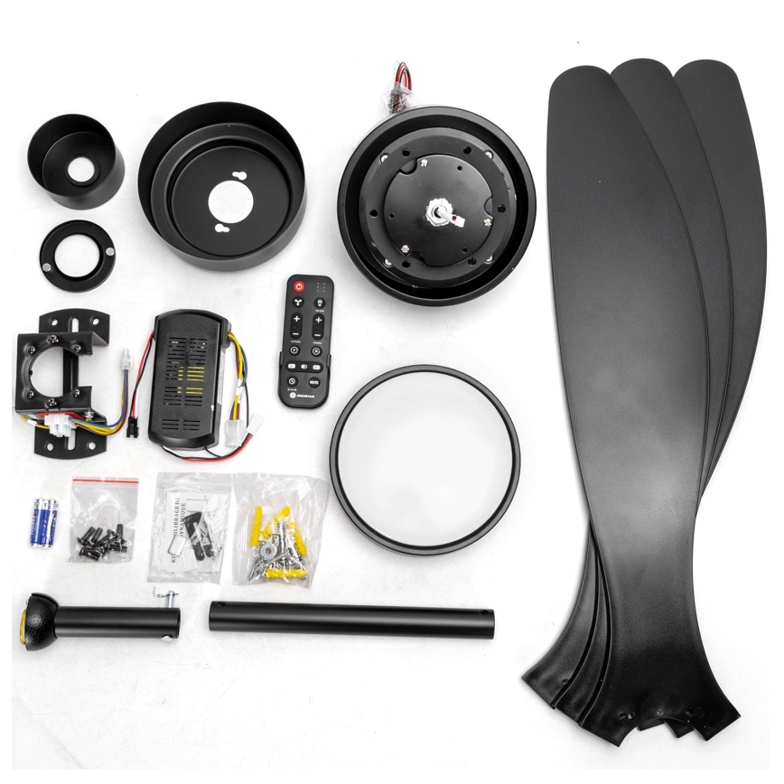 Aigostar - Ventilatore da soffitto dimmerabile a LED LED/20W/230V 2700-6500K 132cm nero + telecomando