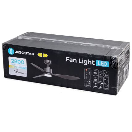 Aigostar - Ventilatore da soffitto dimmerabile a LED LED/20W/230V 2700-6500K 132cm nero + telecomando