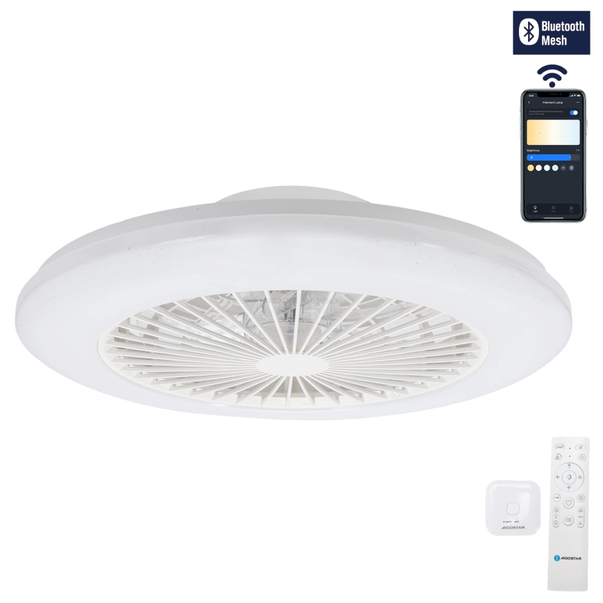 Aigostar - LED Plafoniera dimmerabile con ventilatore LED/40W/230V 2700-6500K diametro 48,5 cm bianco + telecomando