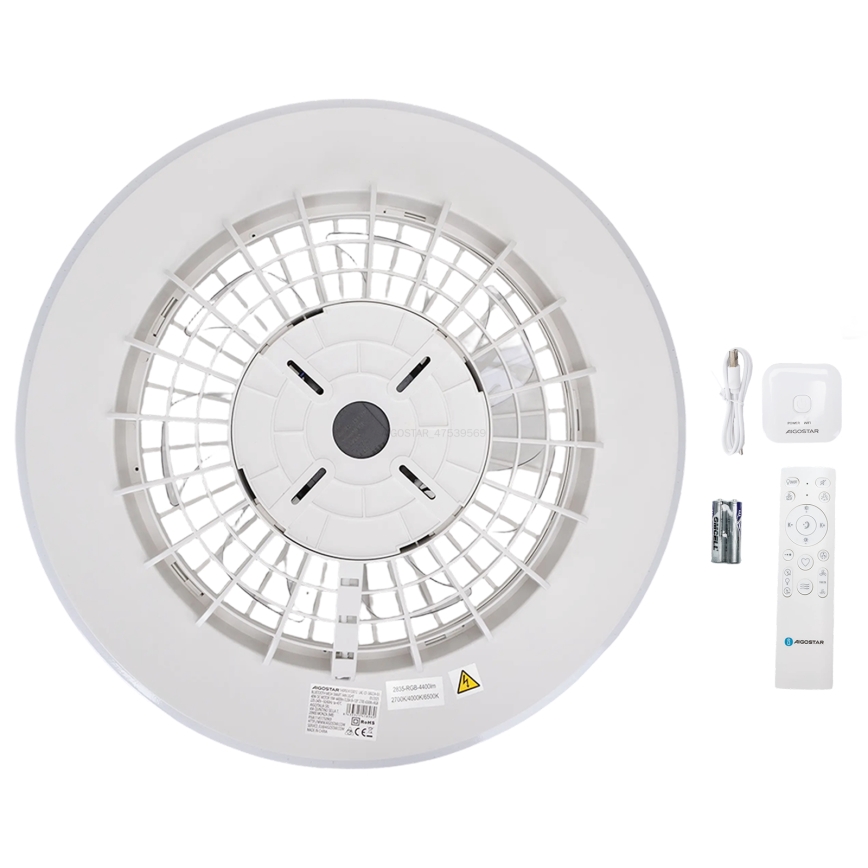 Aigostar - LED Plafoniera dimmerabile con ventilatore LED/40W/230V 2700-6500K diametro 48,5 cm bianco + telecomando