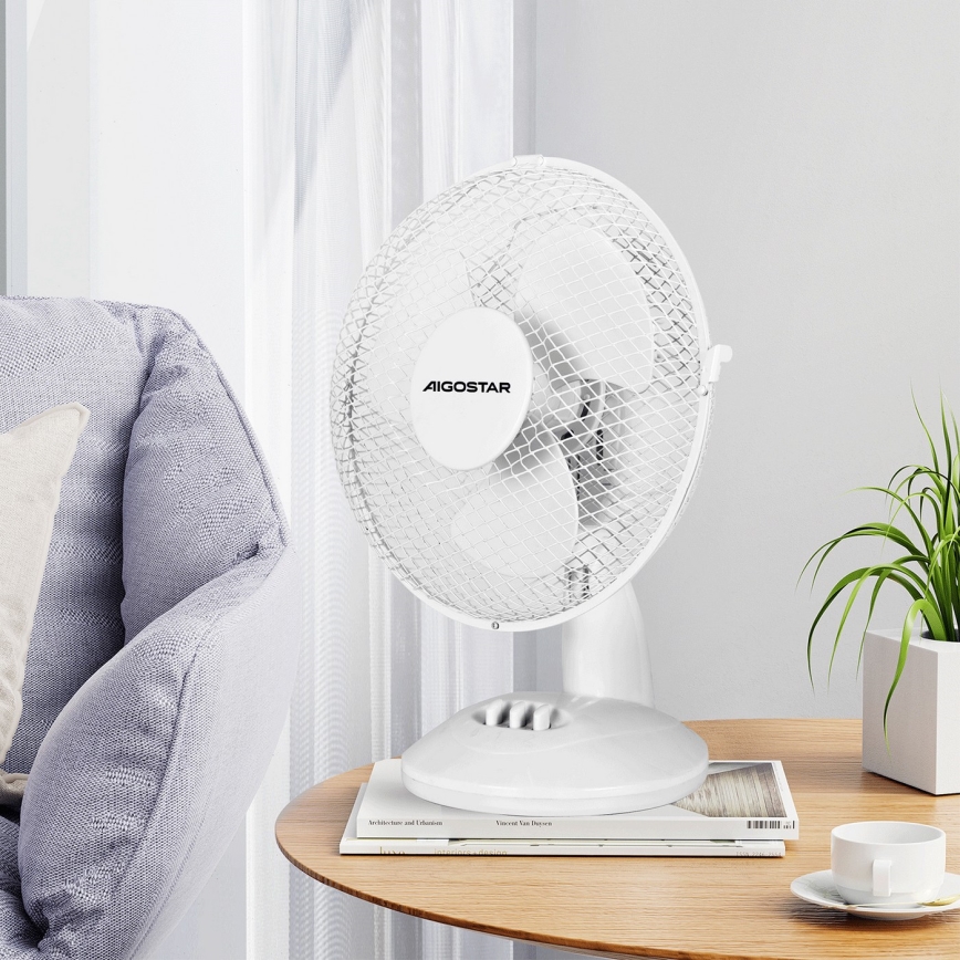 Aigostar - Ventilatore da tavolo 20W/230V bianco