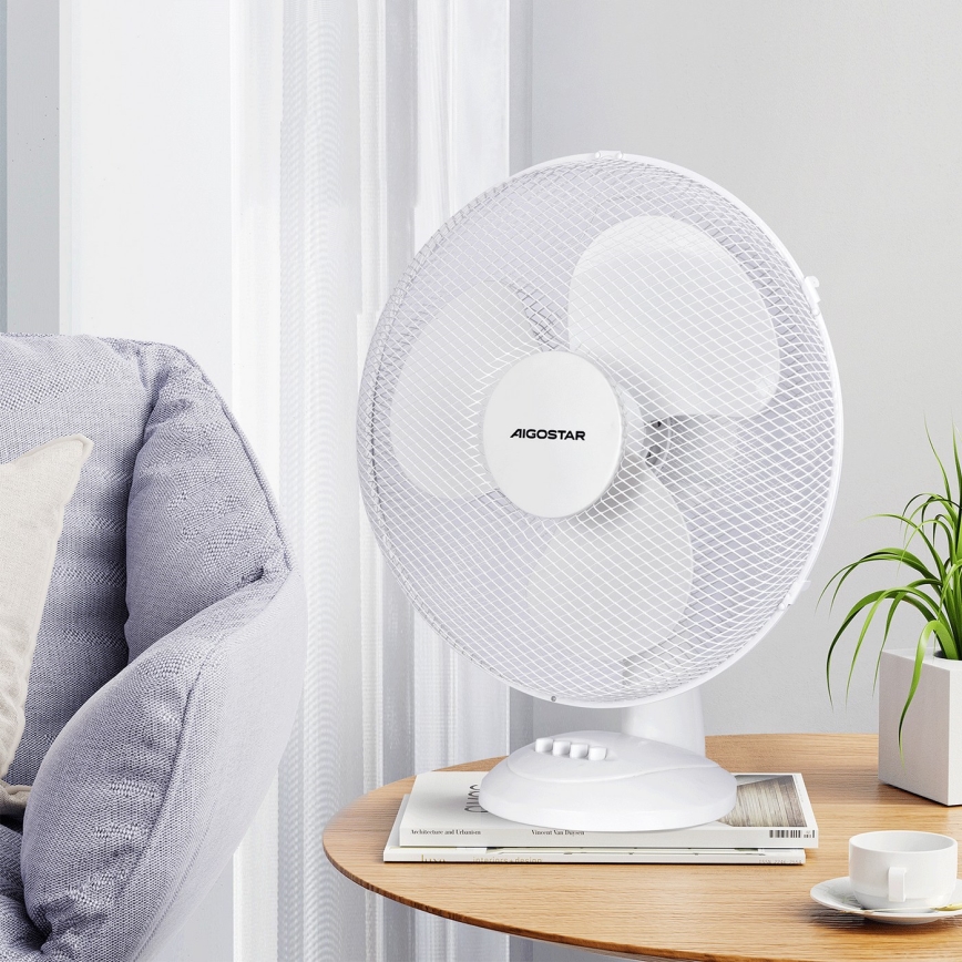 Aigostar - Ventilatore da tavolo 40W/230V bianco