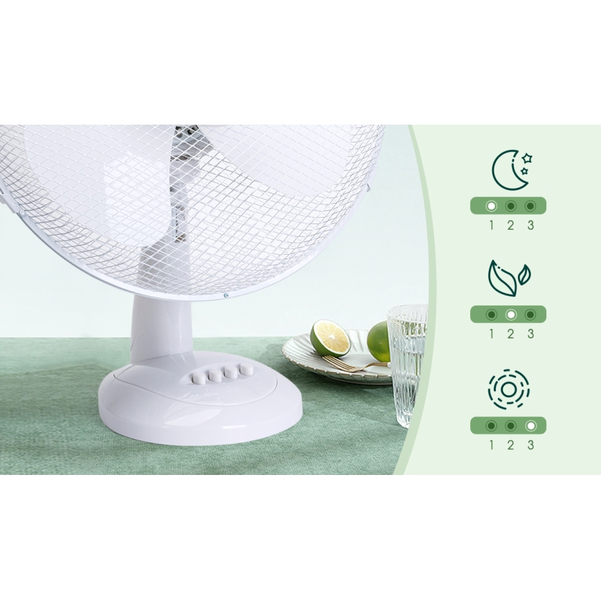 Aigostar - Ventilatore da tavolo 40W/230V bianco