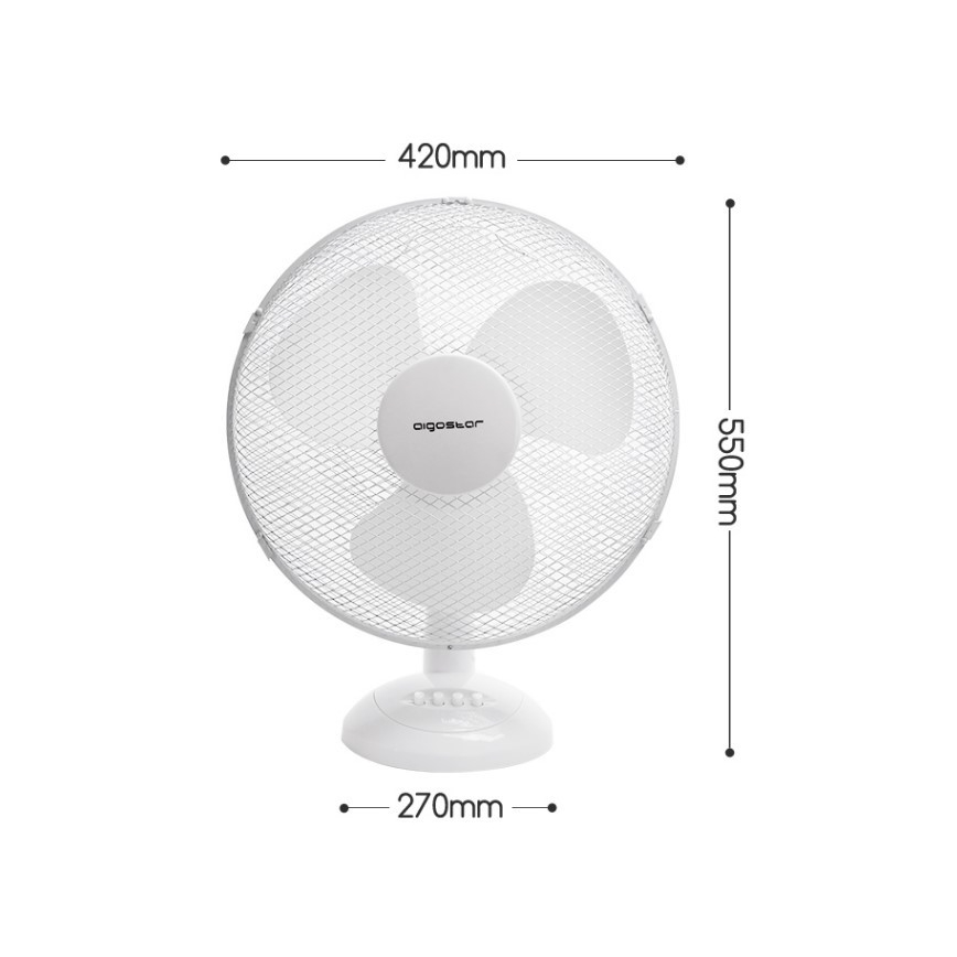 Aigostar - Ventilatore da tavolo 45W/230V 34 cm bianco