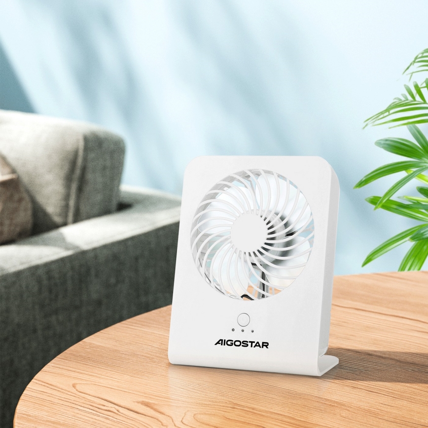 Aigostar - Ventilatore da tavolo 5W/5V bianco