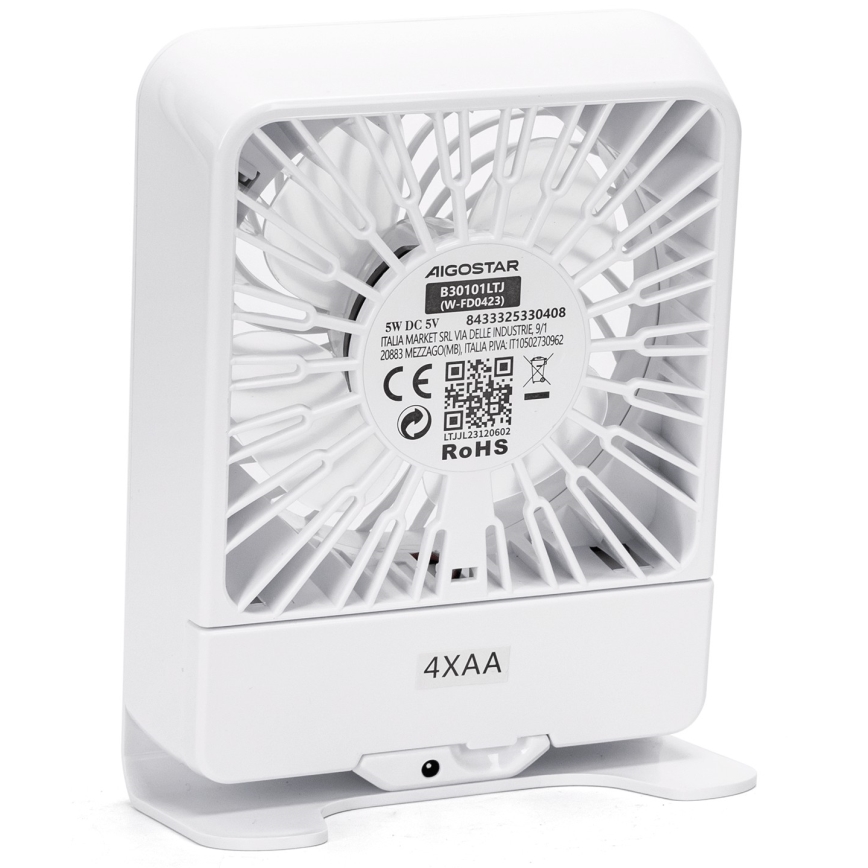 Aigostar - Ventilatore da tavolo 5W/5V bianco