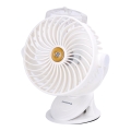 Aigostar - Ventilatore da tavolo ricaricabile con clip 2W/5V 2400mAh USB bianco