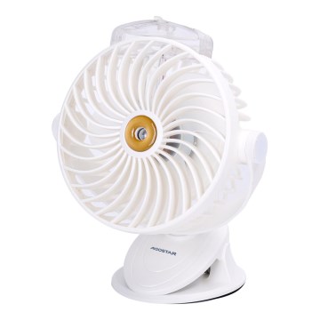 Aigostar - Ventilatore da tavolo ricaricabile con clip 2W/5V 2400mAh USB bianco