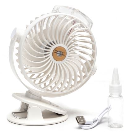 Aigostar - Ventilatore da tavolo ricaricabile con clip 2W/5V 2400mAh USB bianco