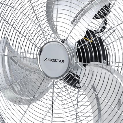 Aigostar - Ventilatore da terra 100 W/230 V Ø 54 cm cromo lucido