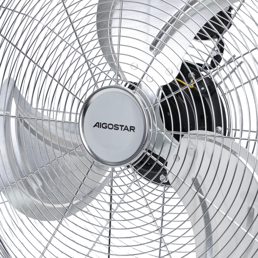 Aigostar - Ventilatore da terra 100 W/230 V Ø 54 cm cromo lucido