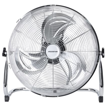 Aigostar - Ventilatore da terra 100 W/230 V Ø 54 cm cromo lucido