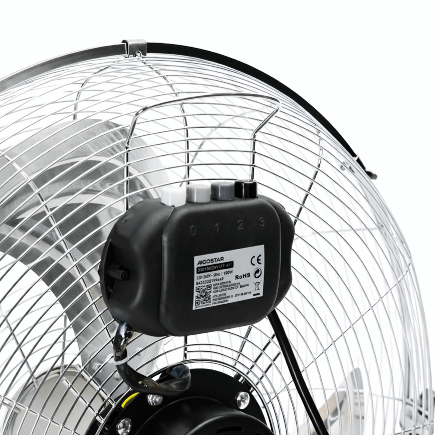 Aigostar - Ventilatore da terra 100 W/230 V Ø 54 cm cromo lucido