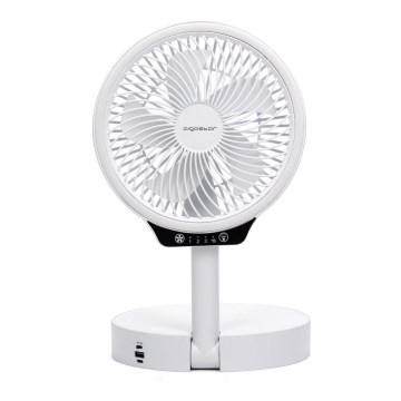 Aigostar - Ventilatore pieghevole a LED senza fili con porta USB 6,5W/5V 8000 mAh