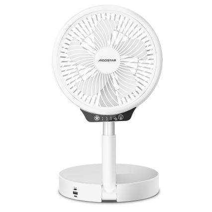 Aigostar - Ventilatore pieghevole wireless LED con porta USB 6,5W/5V