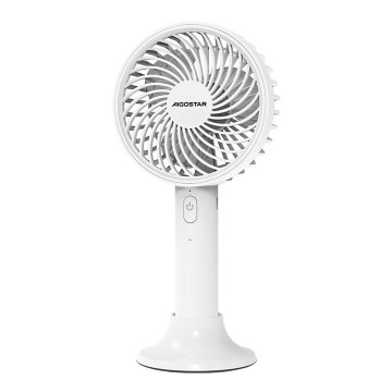 Aigostar - Ventilatore portatile ricaricabile 3W/5V 1500mAh USB bianco