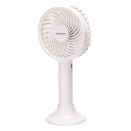 Aigostar - Ventilatore portatile ricaricabile 3W/5V 1500mAh USB bianco