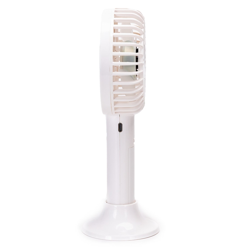 Aigostar - Ventilatore portatile ricaricabile 3W/5V 1500mAh USB bianco