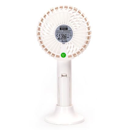 Aigostar - Ventilatore portatile ricaricabile 3W/5V 1500mAh USB bianco