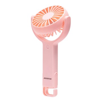Aigostar - Ventilatore portatile ricaricabile 4,5W/3,7V 1200mAh USB rosa