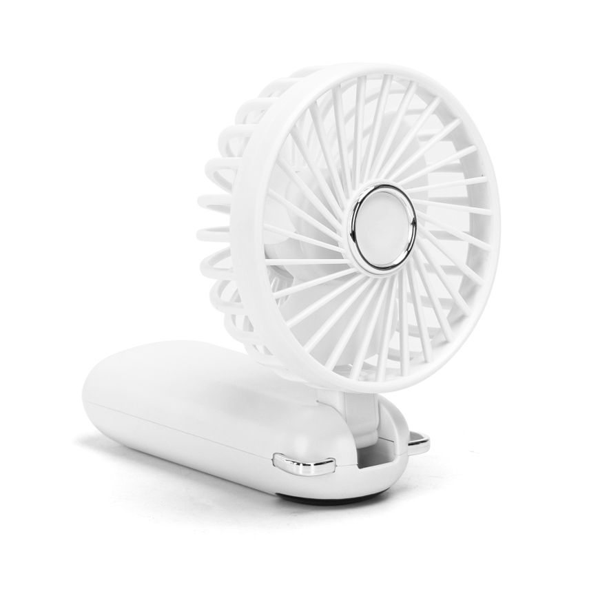 Aigostar - Ventilatore portatile ricaricabile 4W/5V 1200mAh bianco
