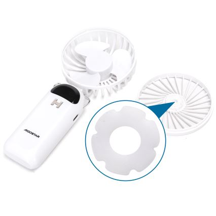 Aigostar - Ventilatore portatile ricaricabile 4W/5V 1200mAh bianco