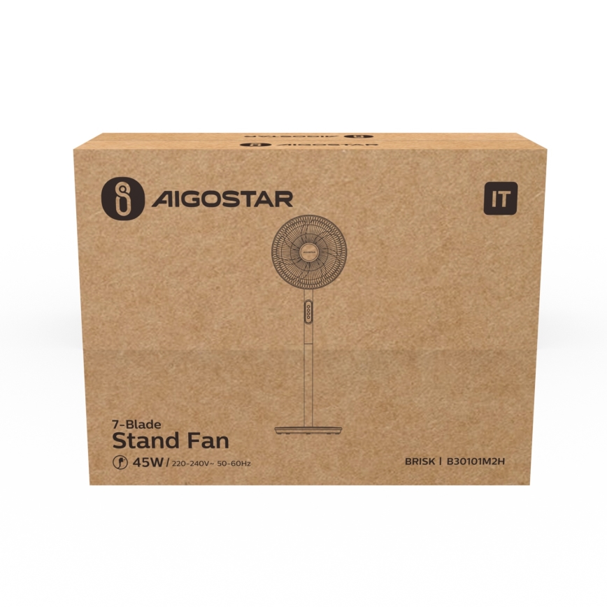 Aigostar - Ventilatore su piedistallo 45W/230V diam. 35 cm bianco