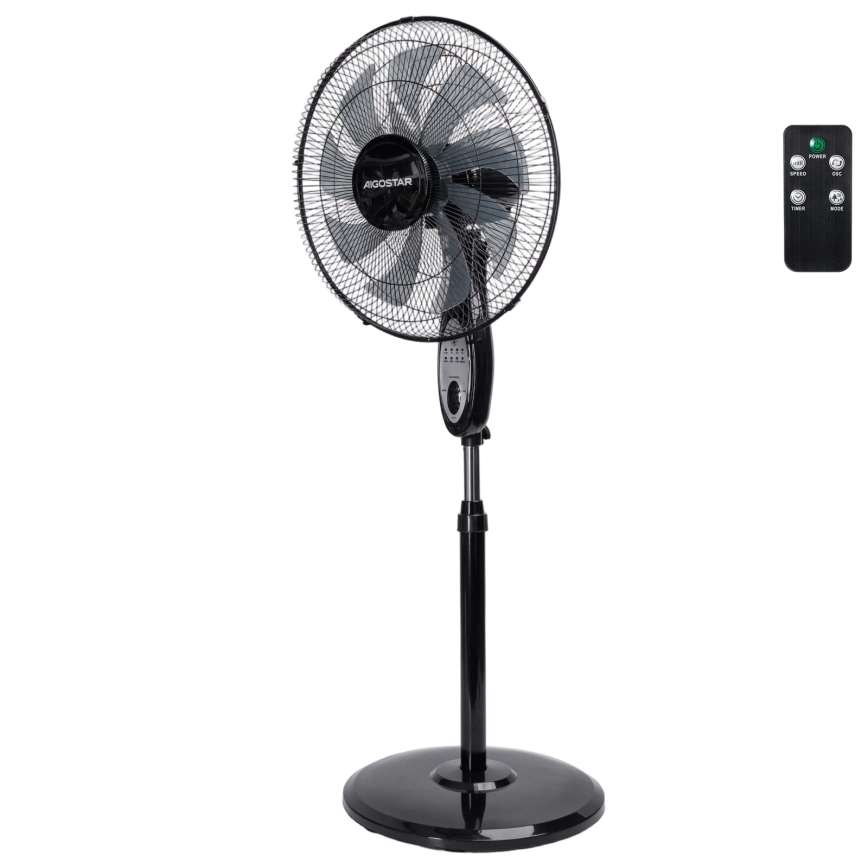 Aigostar - Ventilatore da piantana 60W/230V 130 cm nero + telecomando