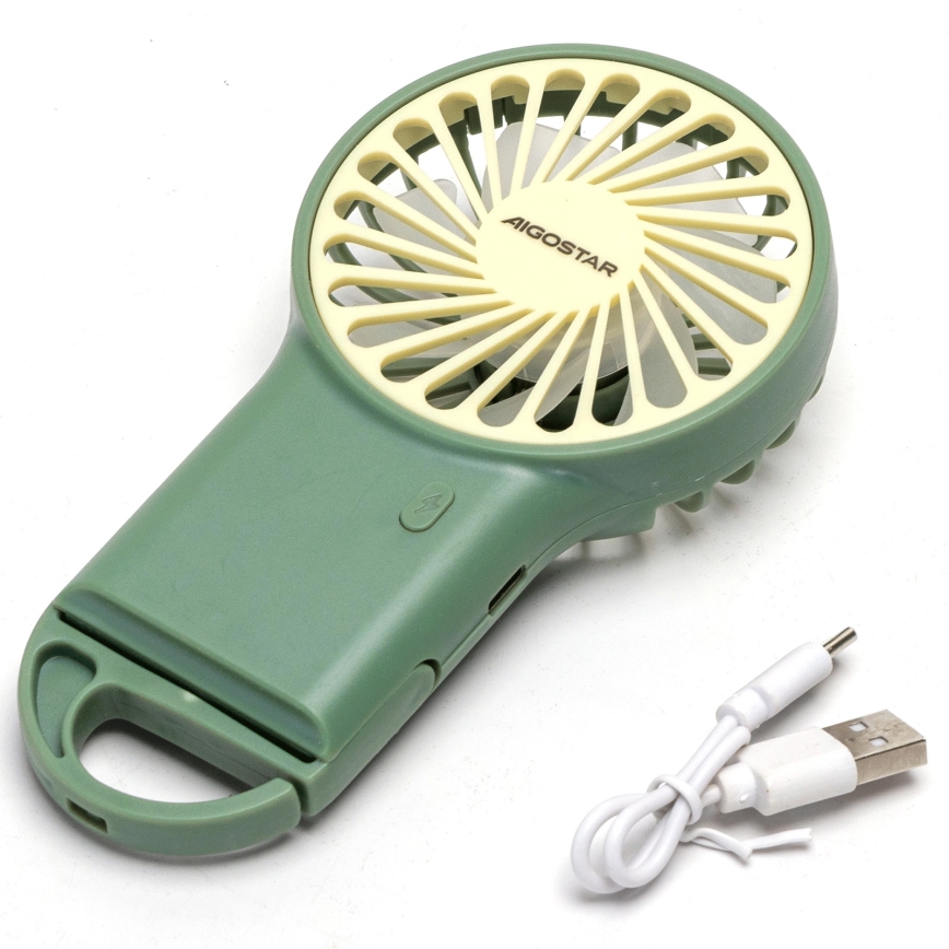 Aigostar - Ventilatore tascabile ricaricabile 4W/5V 500 mAh USB verde