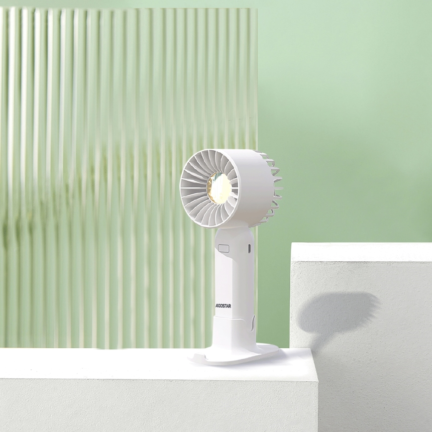 Aigostar - Ventilatore tascabile ricaricabile 4W/5V 500mAh USB bianco