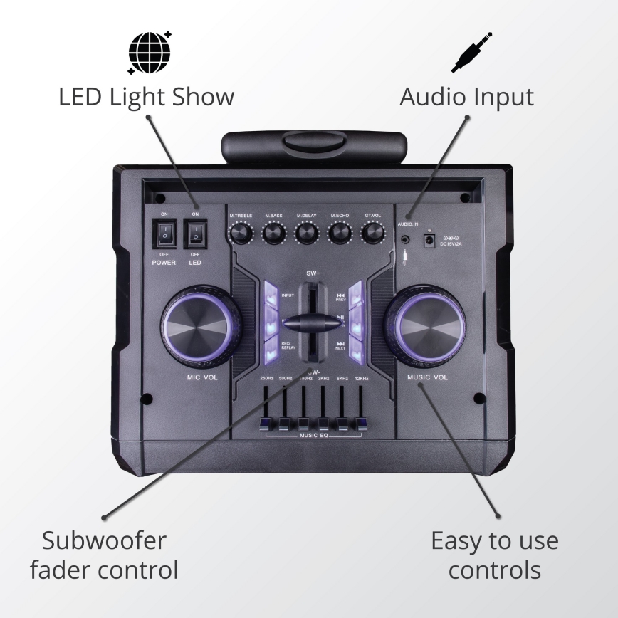 AKAI ABTS-112 - Cassa wireless 300 W / 230 V, batteria 7000 mAh + telecomando
