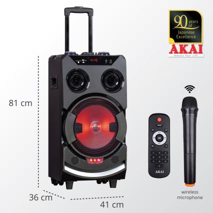 AKAI ABTS-112 - Cassa wireless 300 W / 230 V, batteria 7000 mAh + telecomando