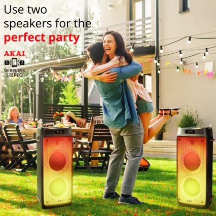 AKAI PARTY BOX 810 - Altoparlante wireless 65W/230V 5000 mAh + telecomando