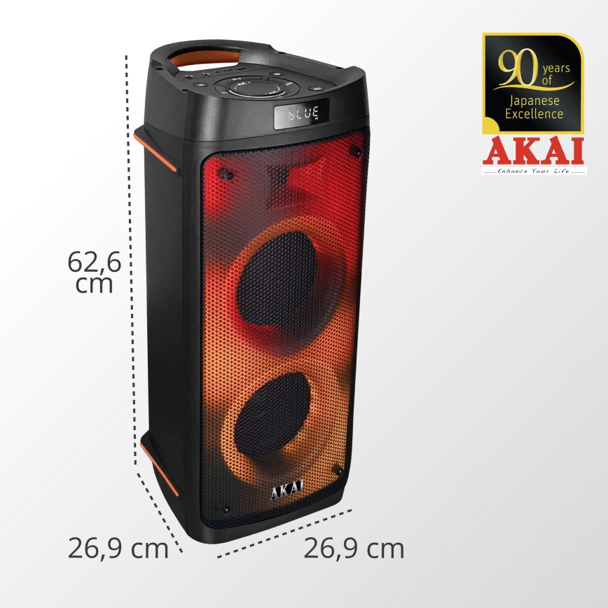 AKAI PARTY BOX 810 - Altoparlante wireless 65W/230V 5000 mAh + telecomando