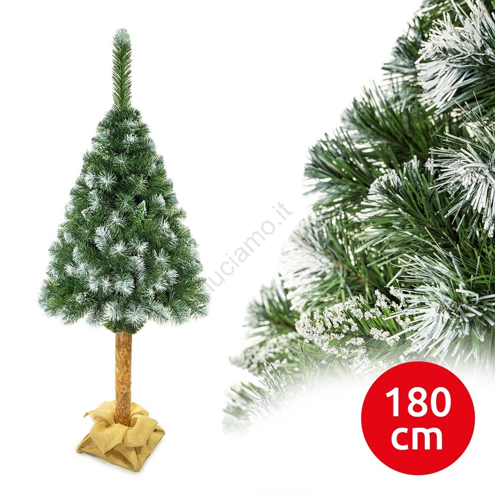 Albero Di Natale Artificiale Pino Diamante Su Tronco PVC 180cm Con Pigne