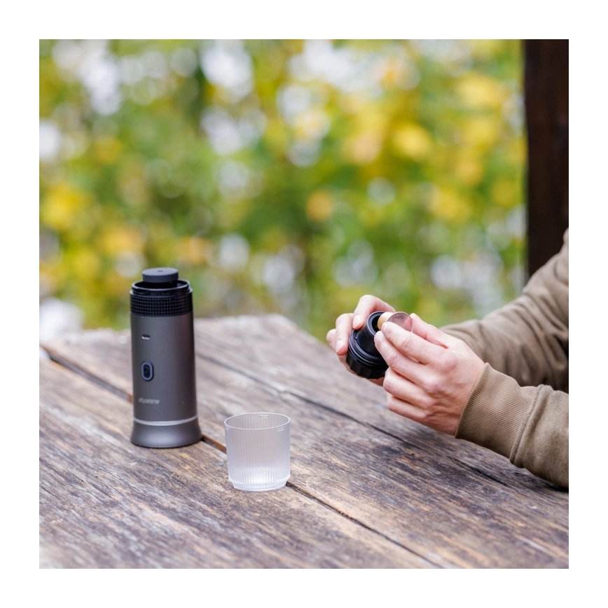 Aligator ACM002 - Macchinetta da caffè portatile ricaricabile PortaCaffé 3 in 1 72W/7500 mAh grigio