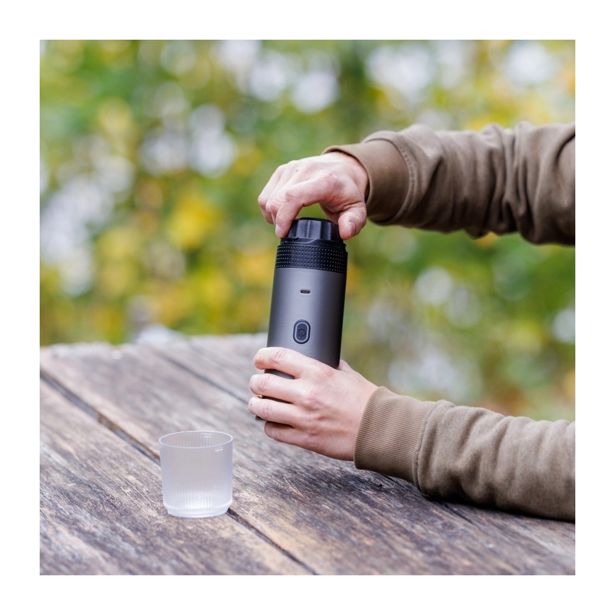 Aligator ACM002 - Macchinetta da caffè portatile ricaricabile PortaCaffé 3 in 1 72W/7500 mAh grigio