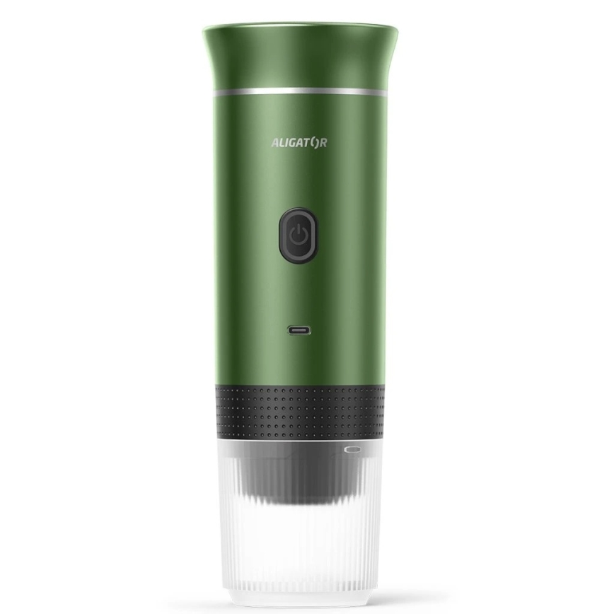 Aligator ACM003 - Macchina da caffè da viaggio ricaricabile PortaCaffé 3 in 1 72W/7500 mAh verde