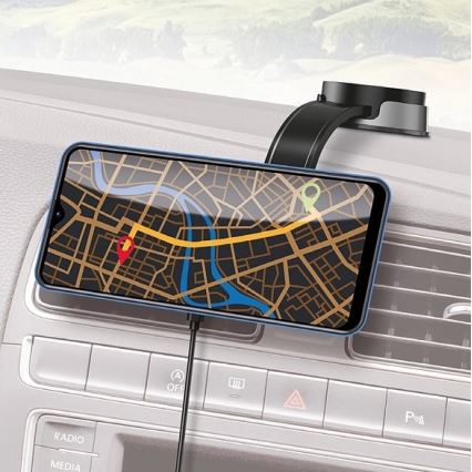 Aligator AMS07BK - Supporto auto per smartphone con braccio flessibile MagSafe nero