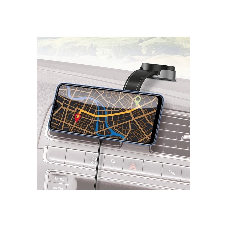 Aligator AMS07BK - Supporto auto per smartphone con braccio flessibile MagSafe nero