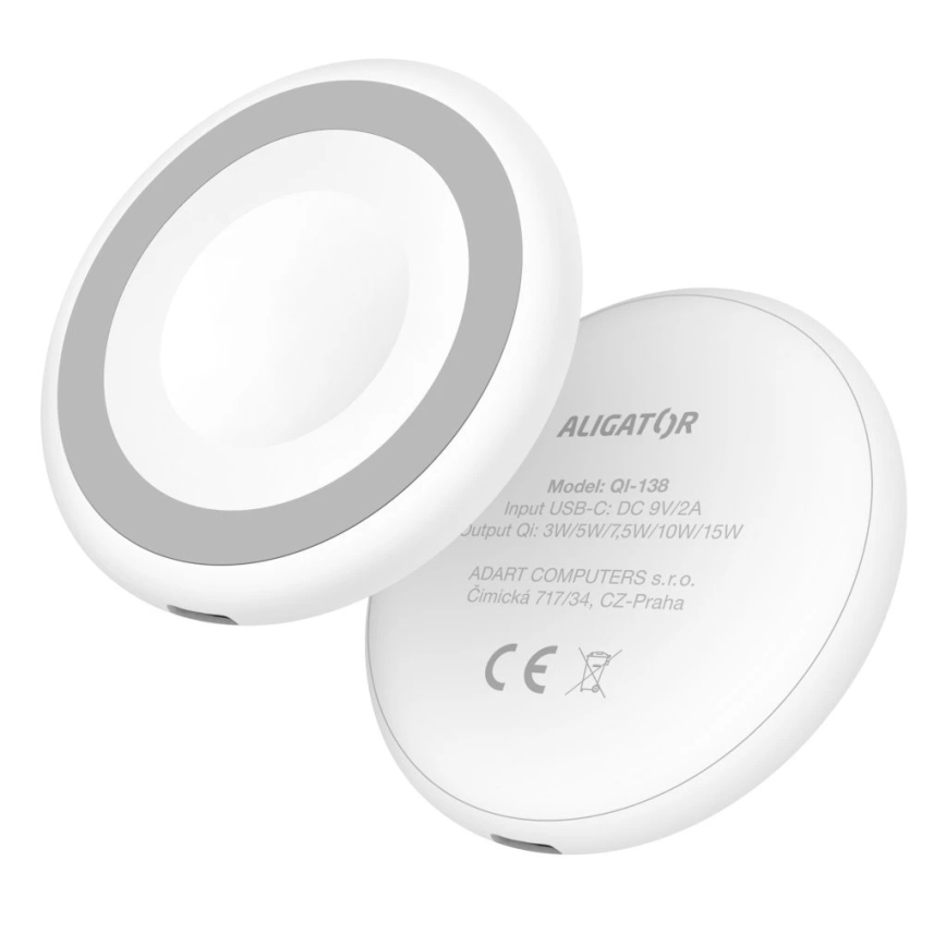 Aligator AMS08WT - Caricabatterie wireless MagSafe 3-in-1 15W bianco