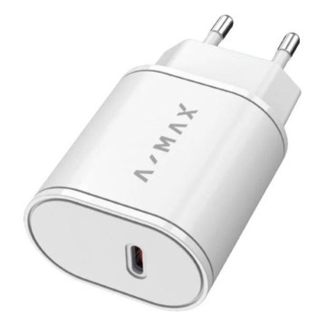 Aligator AX0001V - Adattatore di ricarica rapida A-MAX Power Delivery 20W USB-C, bianco