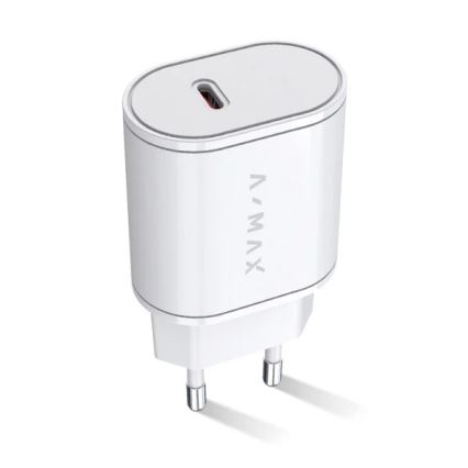 Aligator AX0001V - Adattatore di ricarica rapida A-MAX Power Delivery 20W USB-C, bianco