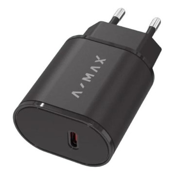 Aligator AX0002V - Adattatore di ricarica rapida A-MAX Power Delivery 20W USB-C nero