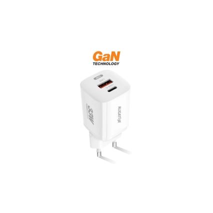Aligator CHPD0020 - Adattatore di ricarica rapida GaN Power Delivery 33W USB-A + USB-C, bianco