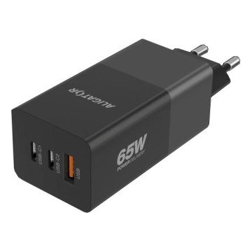 Aligator CHPD0027 - Adattatore di ricarica rapida GaN Power Delivery 65W 2xUSB-C + USB-A nero