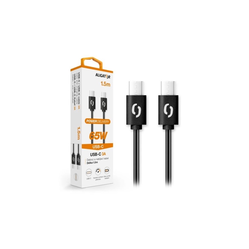 Aligator DATKP48 - cavo USB USB-C / USB-C 65W Power Delivery 1,5m nero