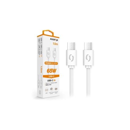 Aligator DATKP49 - Cavo USB-C/USB-C Power Delivery 65 W, 1,5 m, bianco